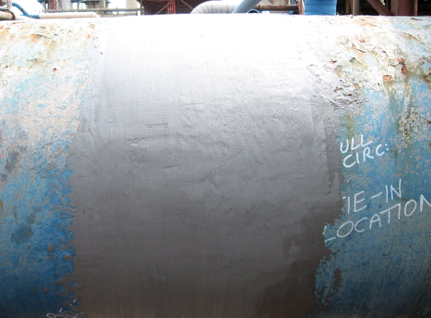 Structural piling rebuilt and wrapped with an engineered composite by CM Solutions US in the splash zone