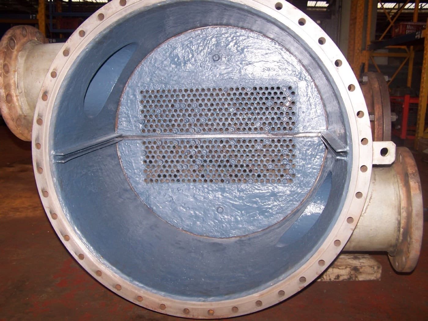 Heat exchanger water box rebuilt and coated by CM Solutions US